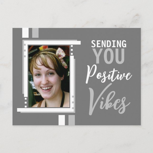 Positive Vibes Ermutigung hinzufügen Foto grau wei Postkarte (Vorderseite)