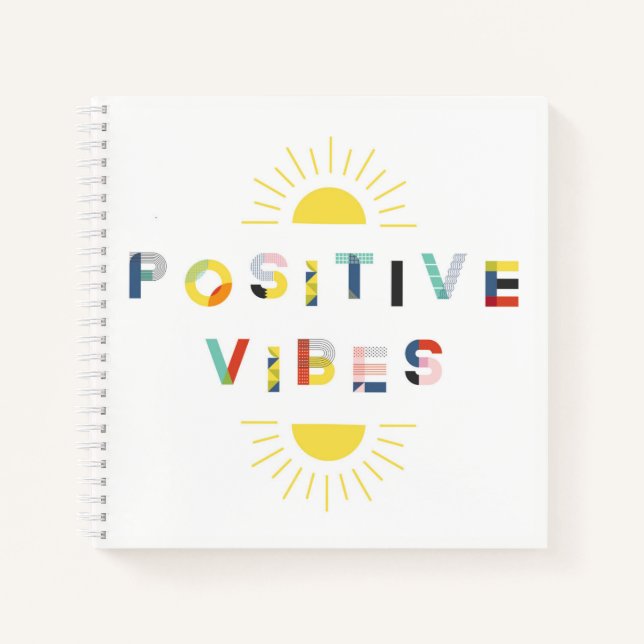 Positive Vibes farbenfrohe Abstrakte Typografie Notizbuch (Vorderseite)