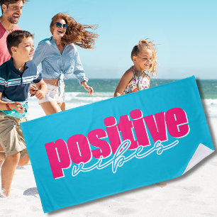 Positive Vibes Hot Pink und Türkis geschnitten Strandtuch