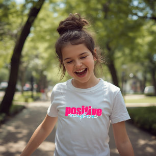 Positive Vibes Hot Pink und Türkis Kinder Grafik T-Shirt