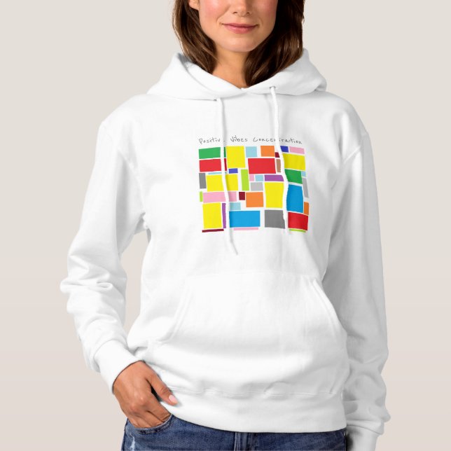 Positive Vibes Konzentration Farbige Blöcke Hoodie (Vorderseite)