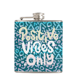 Positive Vibes nur grün geometrisch boho Flachmann