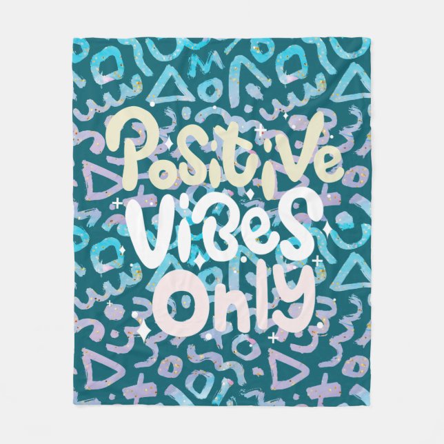 Positive Vibes nur grün geometrisch Fleecedecke (Vorderseite)