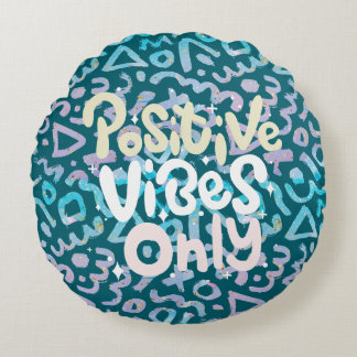 Positive Vibes nur grün geometrisch Rundes Kissen