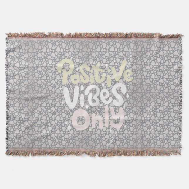 Positive Vibes nur neutrale Farbe boho Stil Decke (Vorderseite)