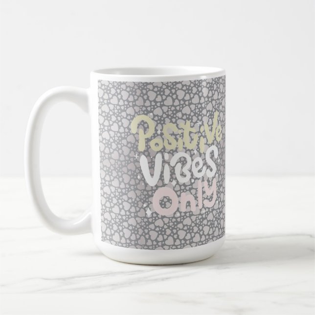 Positive Vibes nur neutrale Farbe boho Stil Kaffeetasse (Links)