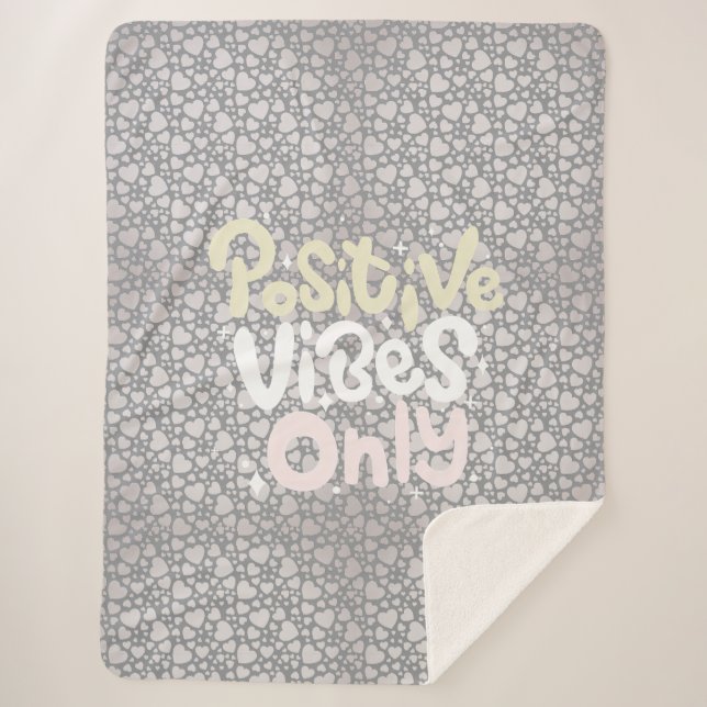 Positive Vibes nur neutrale Farbe boho Stil Sherpadecke (Vorderseite)