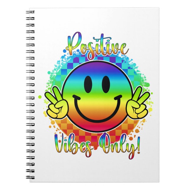 Positive Vibes Only Smiley Notebook Notizblock (Vorderseite)