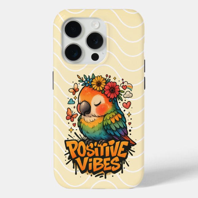 “Positive Vibes” Parrot Case-Mate iPhone Hülle (Rückseite)