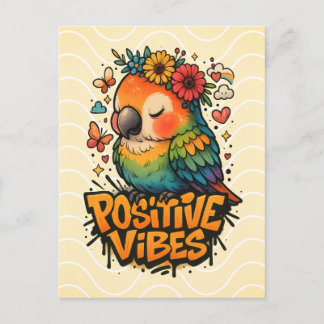 “Positive Vibes” Parrot Postkarte