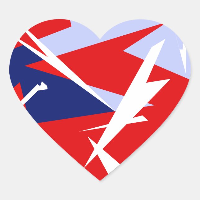 Positive Vibes Red Blue White Herz-Aufkleber (Vorderseite)