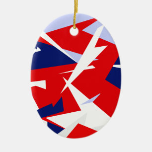 Positive Vibes Red Blue White Keramik Ornament