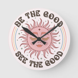 Positive Vibes Runde Wanduhr