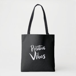 Positive Vibes Schwarze Tote-Tasche – Minimalistis