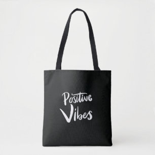 Positive Vibes Schwarze Tote-Tasche – Minimalistis