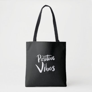 Positive Vibes Schwarze Tote-Tasche – Minimalistis