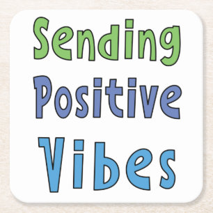 Positive Vibes senden   Rechteckiger Pappuntersetzer