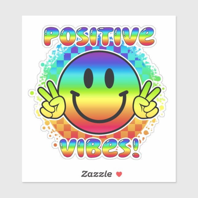 Positive Vibes Smile Face Emoji Peace Sign Vinyl Aufkleber (Blatt)