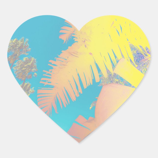 Positive Vibes Tropical Palm Trees Herz-Aufkleber (Vorderseite)
