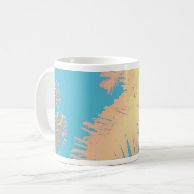 Positive Vibes Tropical Palm Trees Kaffeetasse (Vorderseite Links)