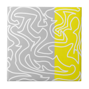 Positive Vibes Yellow Gray Abstrakt Fliese