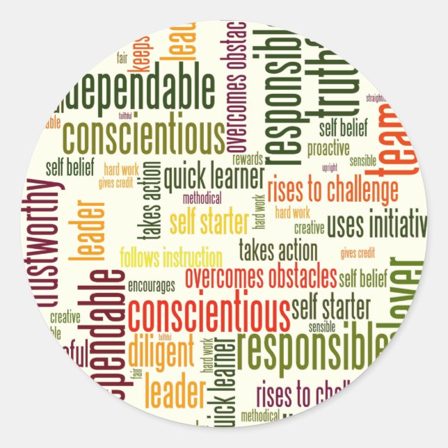 Positive Werte für motivierend Wörter #4 Runder Aufkleber (Vorderseite)