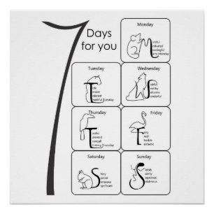 positive Worte für Ihr 7-Tage-Poster Poster