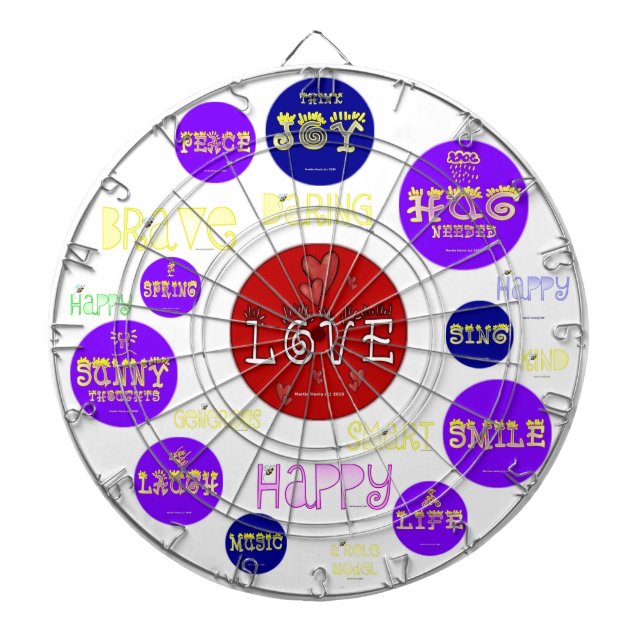 Positive Wörter - kundenspezifische Dartscheibe (vorne)