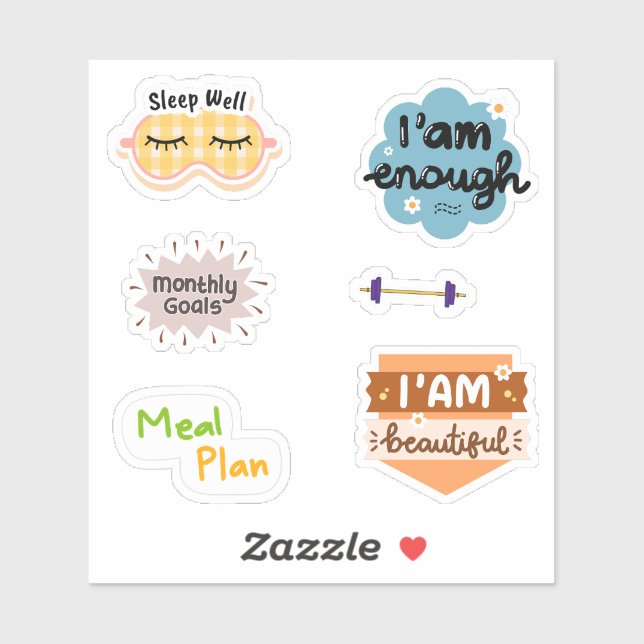 Positive Zitate Farbige Illustrationen Scrapbook Aufkleber (Blatt)