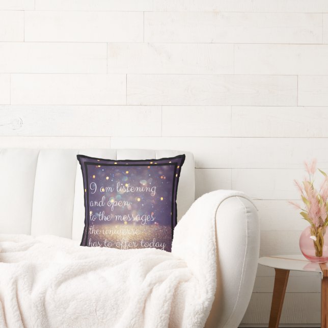 Positiver Affirmative Glitzer Lila/Gold Kissen (Liege)