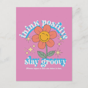 Positiver Bleibe Groovy Slogan Postkarte