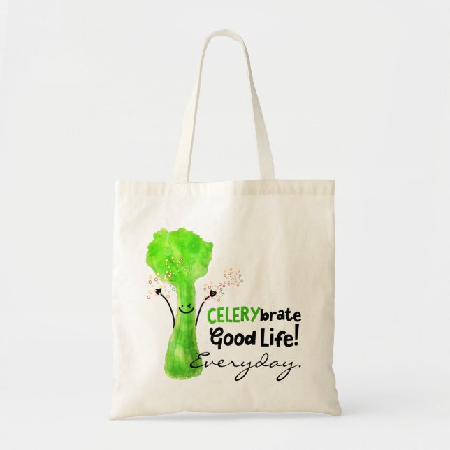 Positiver Celery Pun - Celerybrate Good Life Tragetasche (Vorne)
