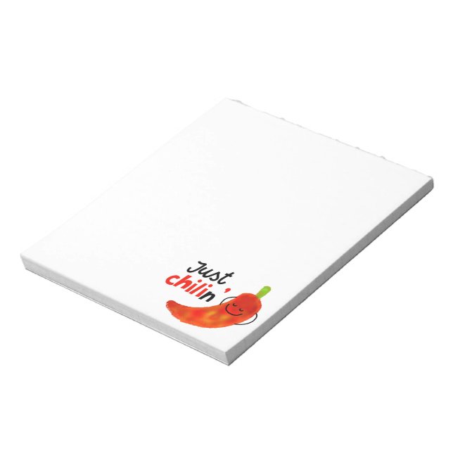 Positiver Chili Pfeffer Pun - Just Chilin Notizblock (Rotiert)