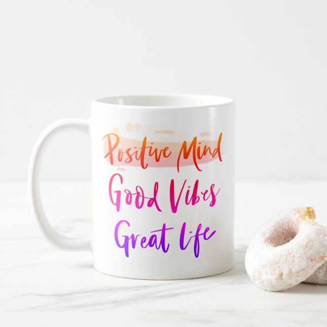 Positiver Geist. Gute Vibes. Großartiges Leben Kaffeetasse (Mit Donut)