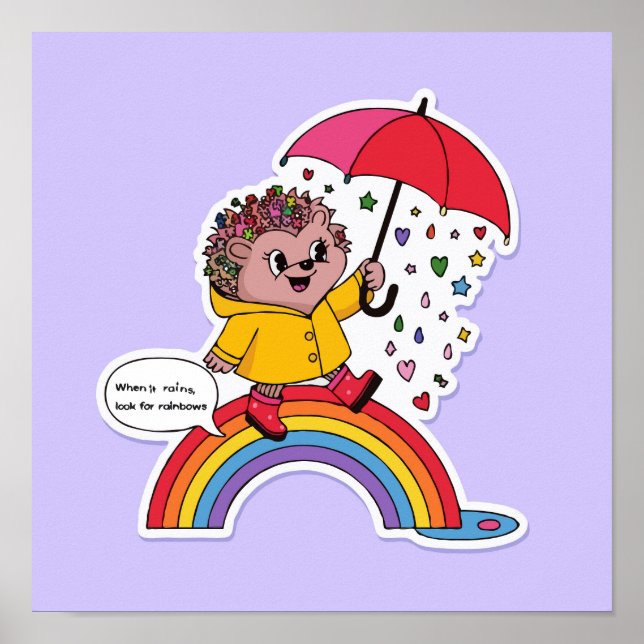 Positiver Igel - Niedlich Motivierend Poster (Vorne)