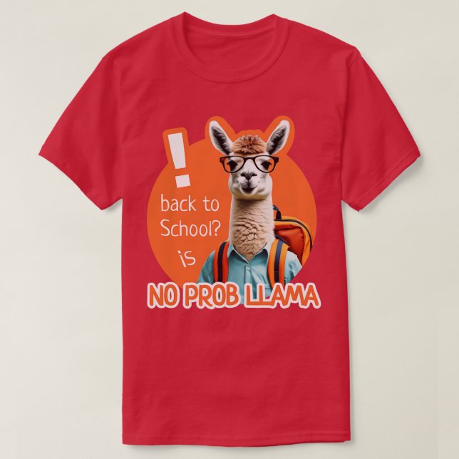 Positiver Lama mit Brille und Schulrucksack Ba T-Shirt (Design vorne)