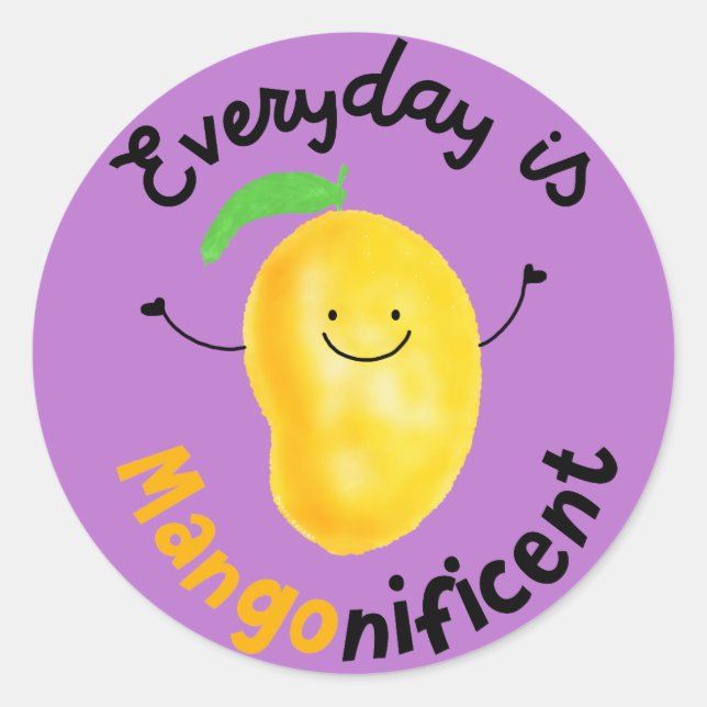 Positiver Mango Pun - Alltag ist mangonificent Runder Aufkleber (Vorderseite)