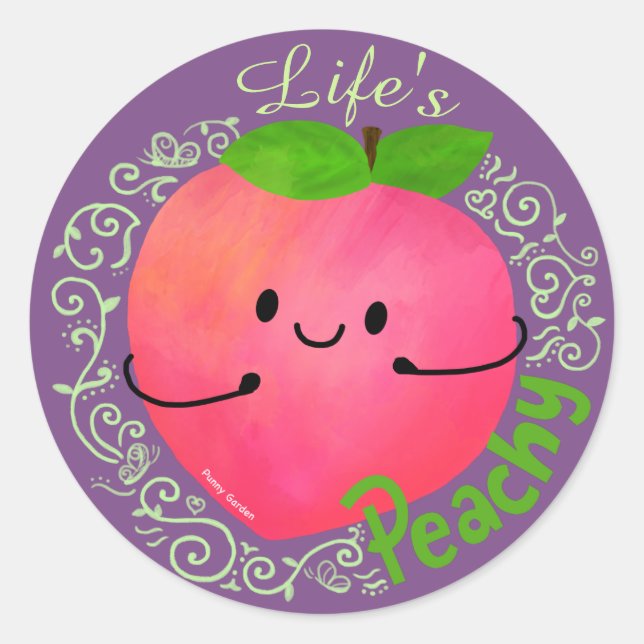 Positiver Pfirsichpun - Peachy Runder Aufkleber (Vorderseite)