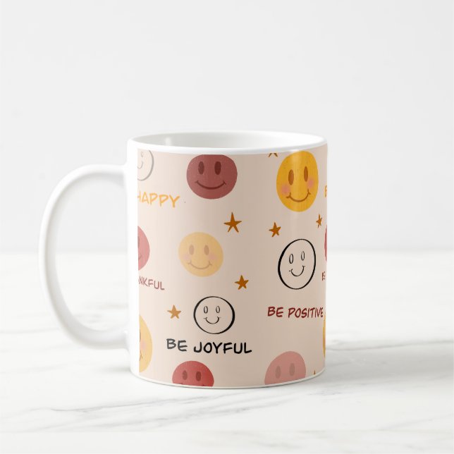 Positiver Smiley Nahtloses Muster Kaffeetasse (Links)