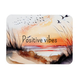 Positiver Vibes Beach Sonnenuntergang mit Vögeln Magnet