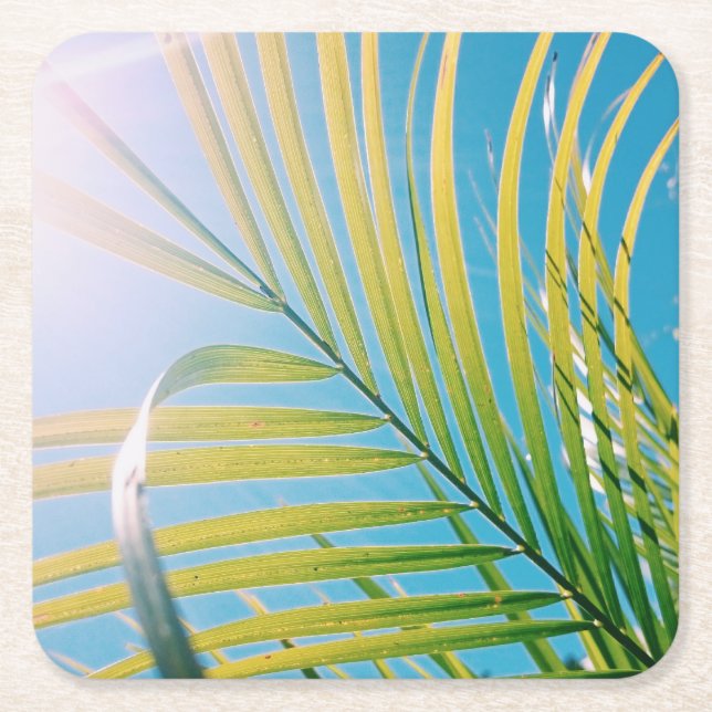 Positiver Vibes Palm Tree Leaf Untersetzer (Vorderseite)