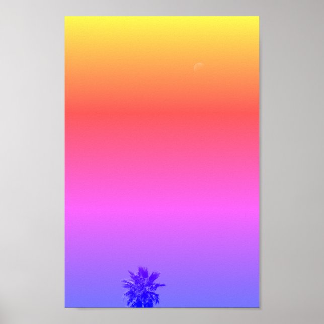 Positiver Vibes Tropical Palm Tree Moon Minimalism Poster (Vorne)