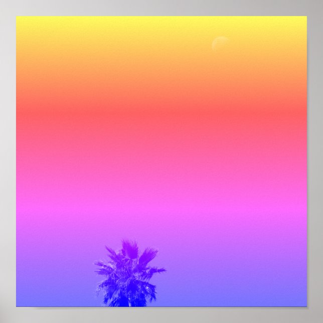 Positiver Vibes Tropical Palm Tree Moon Minimalism Poster (Vorne)