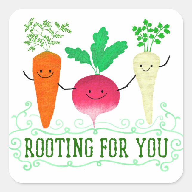 Positiver Wurzelpun - Wurzeln für Sie Quadratischer Aufkleber (Vorderseite)