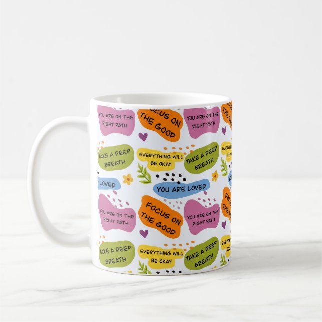Positives Affirmations-Muster - Motivierend Zitat Kaffeetasse (Links)