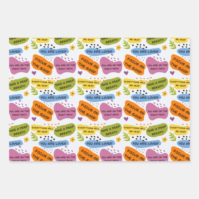 Positives Affirmations Pattern - Motivation Quotes Geschenkpapier Set (Vorderseite)
