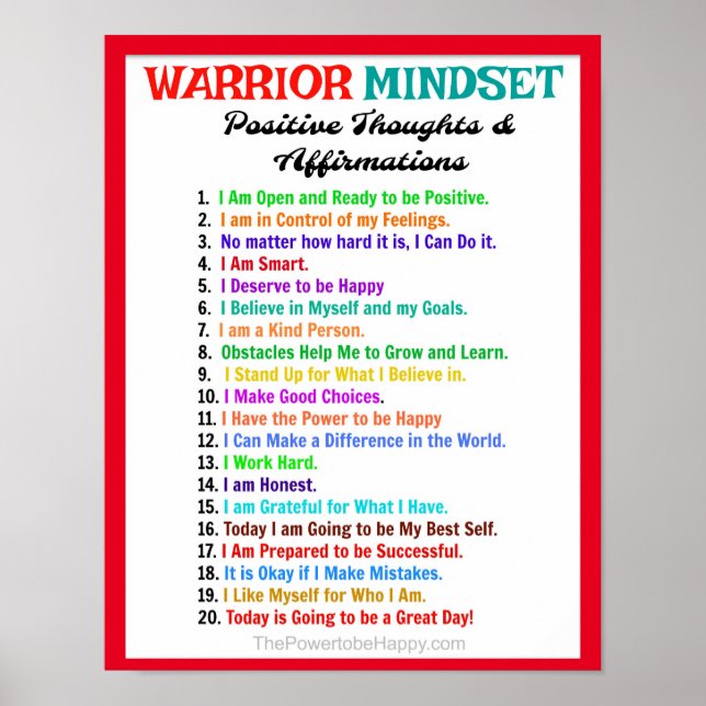 Positives Affirmations Poster - Warrior Mindset (Vorne)