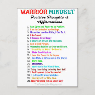 Positives Affirmations Poster - Warrior Mindset Postkarte