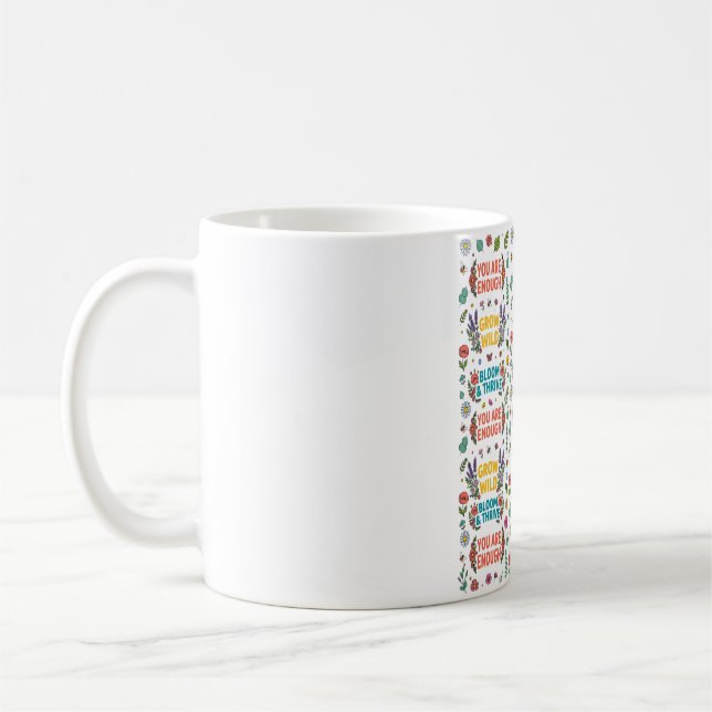 Positives Affirmations-Typografie-Muster Kaffeetasse (Links)
