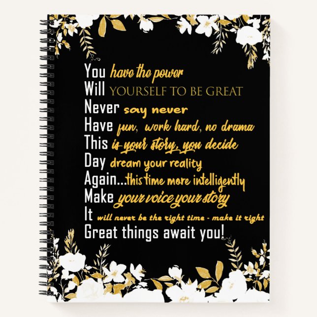 Positives Affirmative Notebook Notizbuch (Vorderseite)